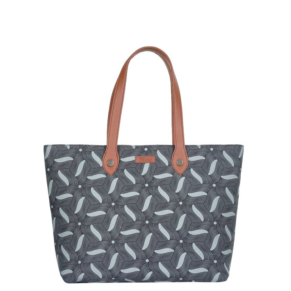 Hand Crafted Fabric Ladies Shoulder Tote Bag in Olive Green Print, Handbag Purse
